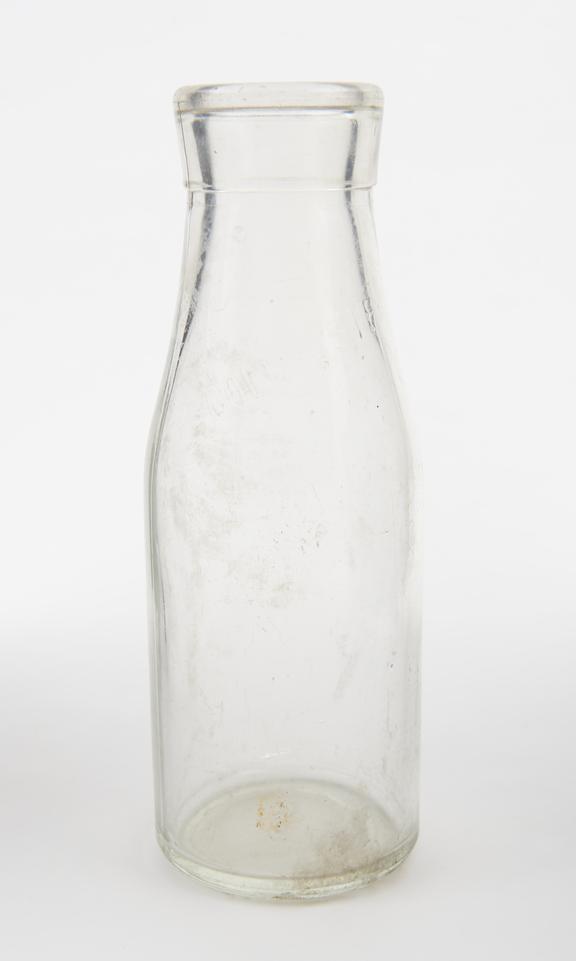 Glass milk bottle with wide neck