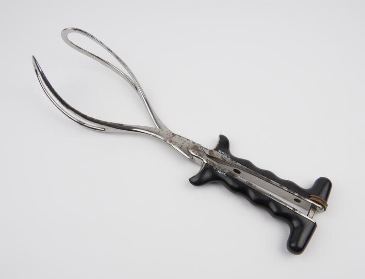 Forceps, obstetrical, Elliott, steel and ebony