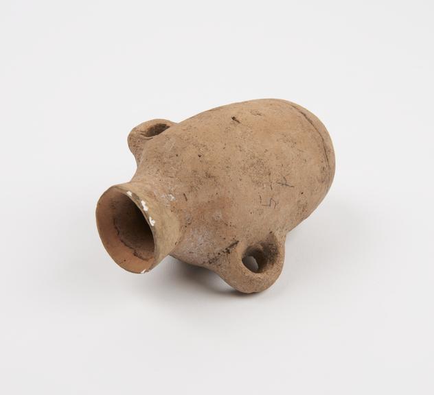 Earthenware jar with two small handles, Egyptian, New Kingdom