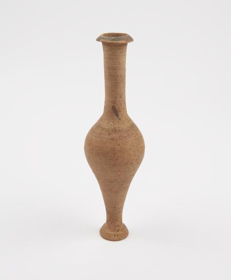 Tear-shaped oil flask, earthenware with elongated neck and stem