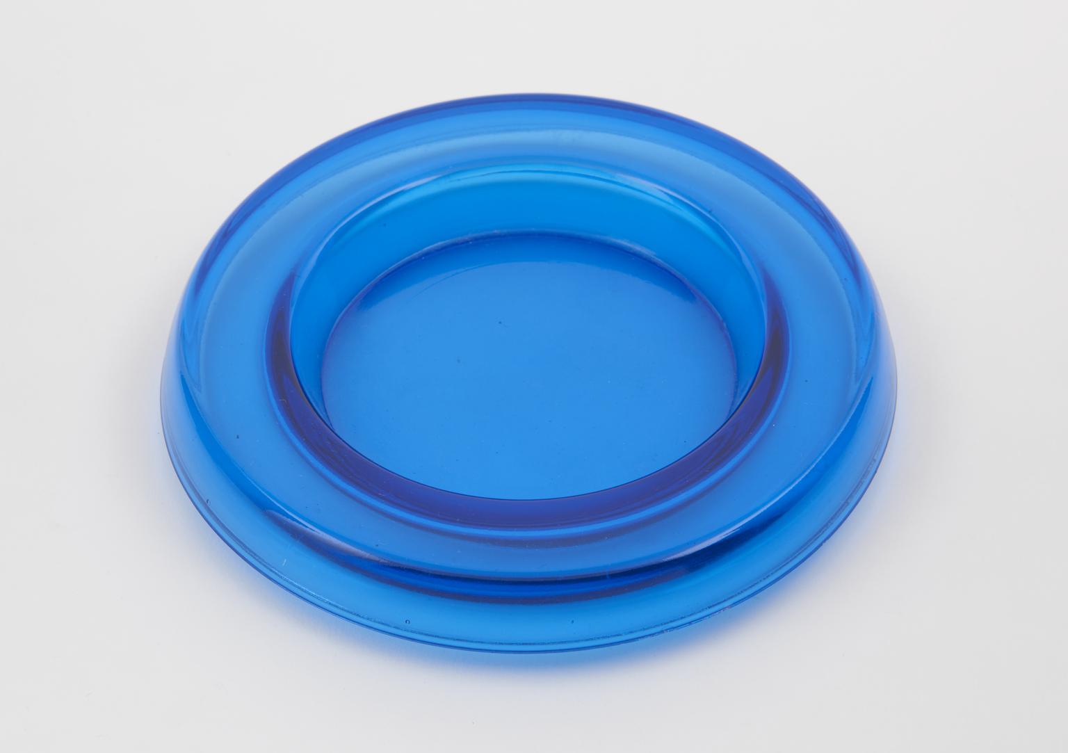 Blue dish, one of two, Co-Cu) glass, c. 1970