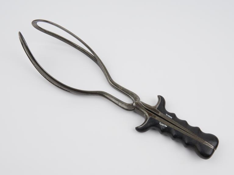 Forceps, obstetrical, Anderson, steel and ebony