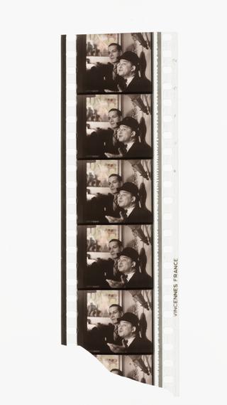 Five frames of 35mm stencil colour positive film