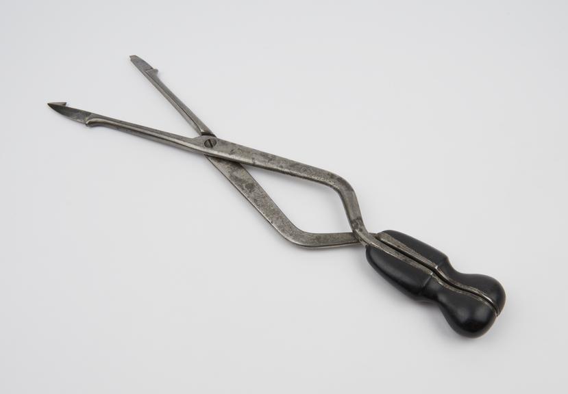 Perforator, obstetrical, Oldham, steel, ebony handles