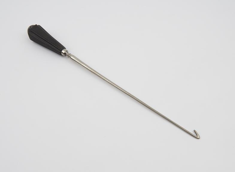 Hook, spine, Oldham's, plated steel and ebony, 1880-1904