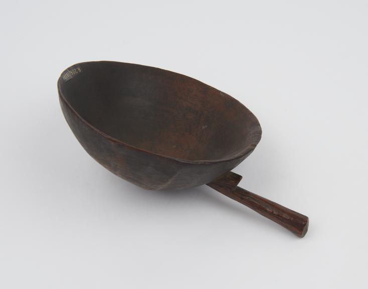 Wooden cup with short handle and wide shallow bowl, from Fiji