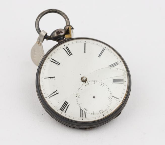 Incomplete lever watch in silver case, hall marked 1842. C.B.H