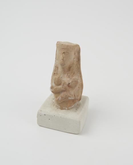 Votive figure of mother suckling infant, terracotta, Cyprus