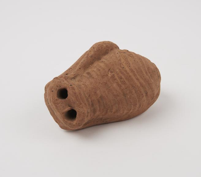 Votive uterus, terracotta, probably Roman, 200BC-200AD