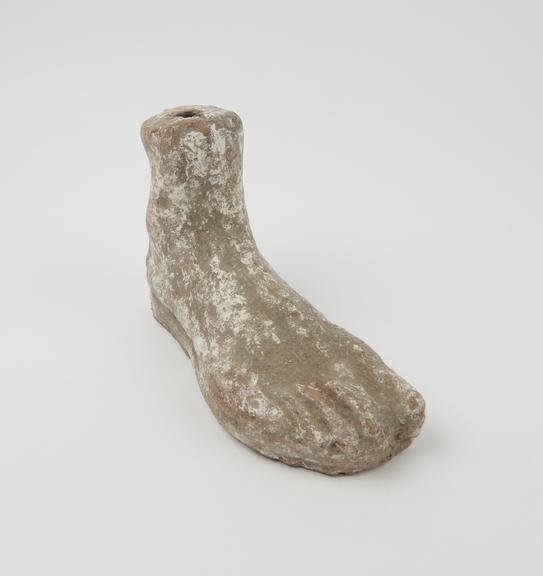 Votive right foot, terracotta, probably Roman, 200BC-200AD