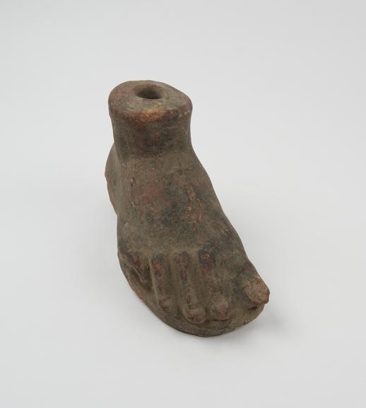 Votive foot, right, terracotta, probably Roman, 200BC-200AD