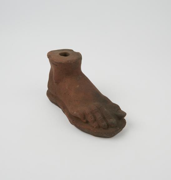 Votive right foot, terracotta, probably Roman, 200BC-200AD