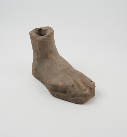 Votive right foot, terracotta, probably Roman, 200BC-200AD