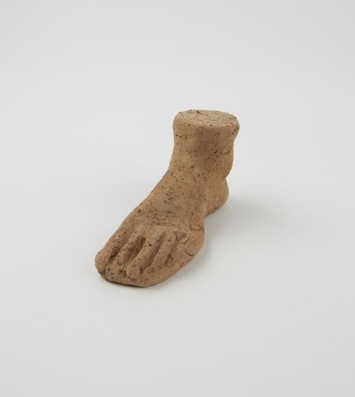 Votive left foot, terracotta, probably Roman, 200BC-200AD