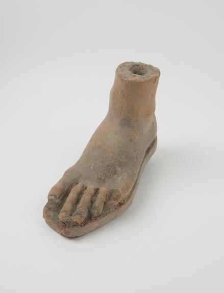 Votive left foot, terracotta, probably Roman, 200BC-200AD