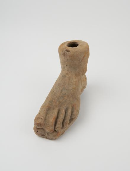 Votive left foot, terracotta, probably Roman, 200BC-200AD