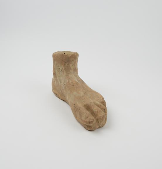 Votive left foot, terracotta, probably Roman, 200BC-200AD