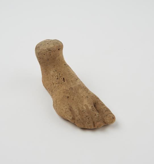 Votive right foot, terracotta, Roman, 200BC-200AD