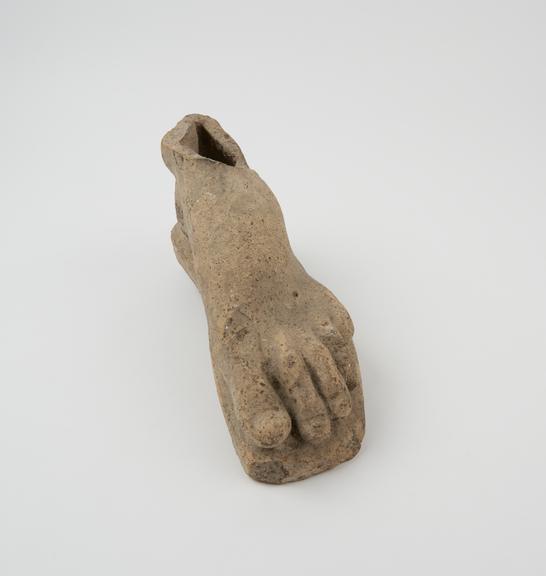 Votive left foot, terracotta, Roman, 200BC-200AD