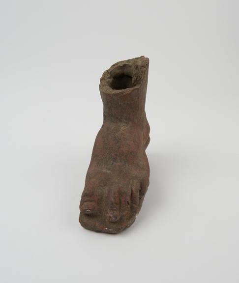 Votive left foot, terracotta, Roman, 200BC-200AD