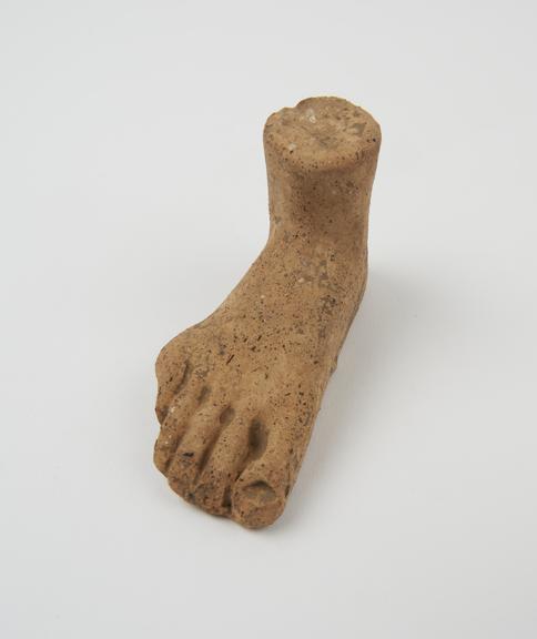 Votive right foot, terracotta, probably Roman, 200BC-200AD