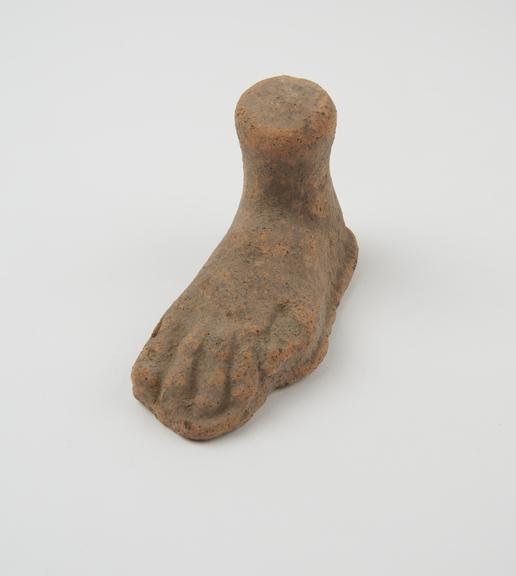 Votive left foot, terracotta, probably Roman, 200BC-200AD