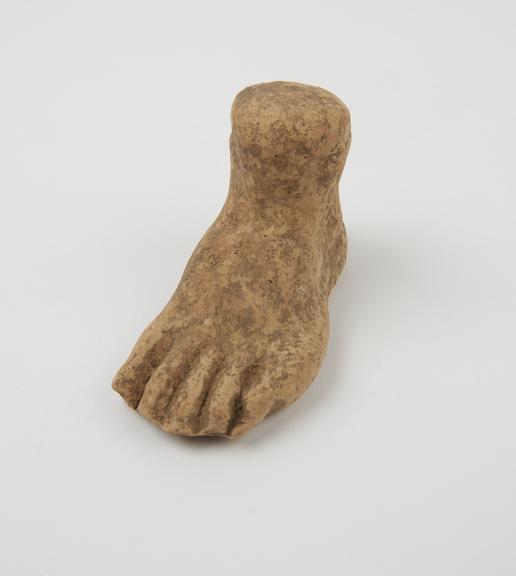 Votive foot, left, terracotta, Italy, 200BC-200AD