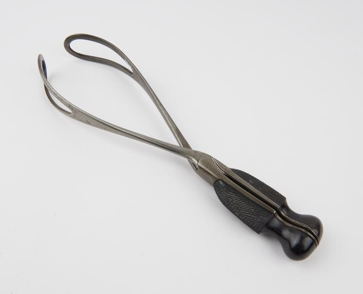 Forceps, obstetrical, Churchill, steel and ebony