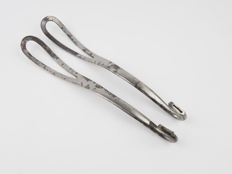 Forceps, obstetrical, Assalini, steel, mid 19th century