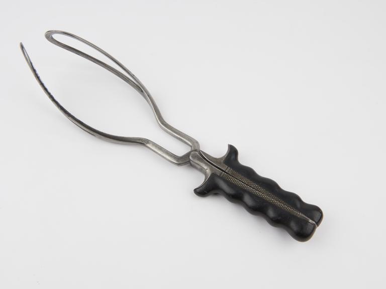 Forceps, obstetrical, Simpson, steel and ebony