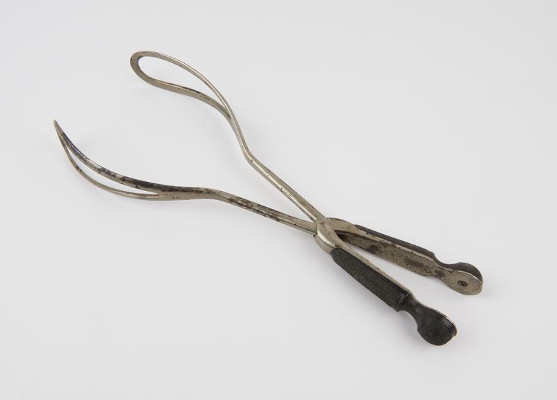 Forceps, obstetrical, possibly Blundell's, steel and ebony