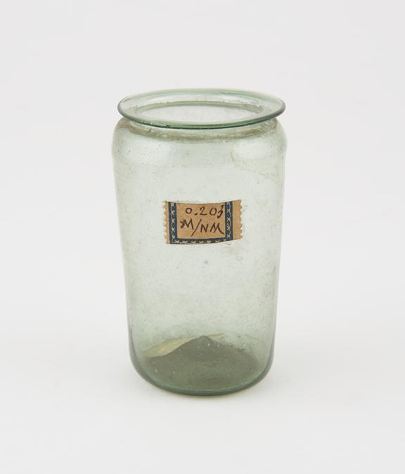 Glass drug jar, cylindrical