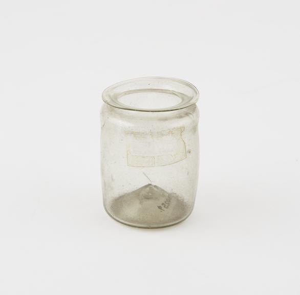 Glass drug jar, cylindrical