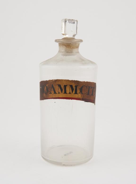 Bottle, clear glass, trace contents