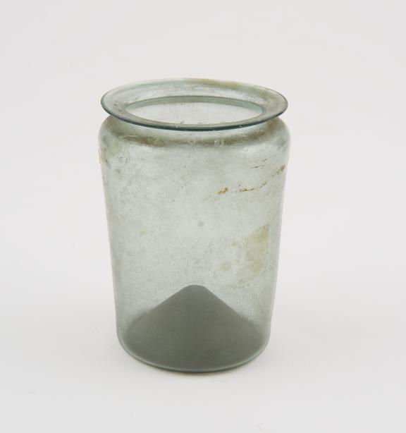 Glass drug jar, cylindrical