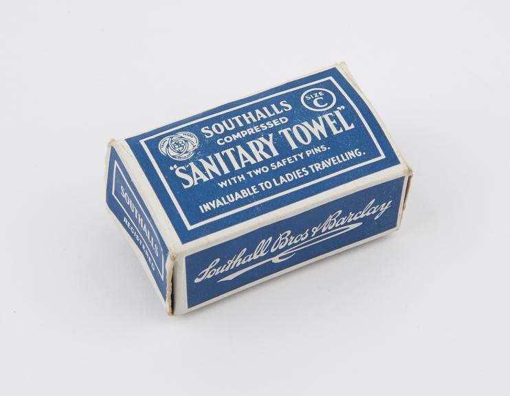 Packet containing single Southalls' sanitary towel size C