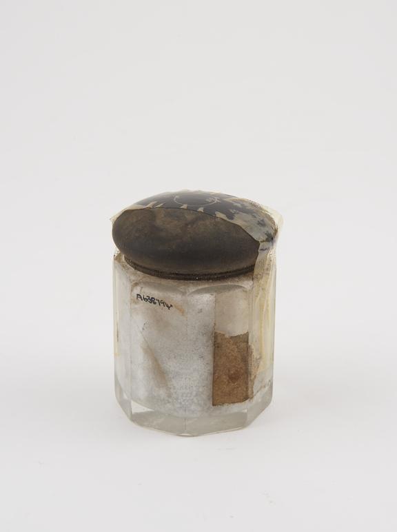 Octagonal clear glass jar with wooden lid