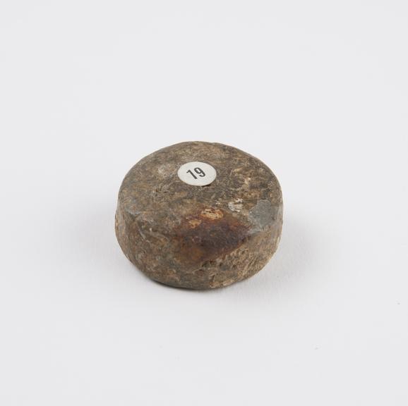 Cylindrical lead weight, said to be Saxon