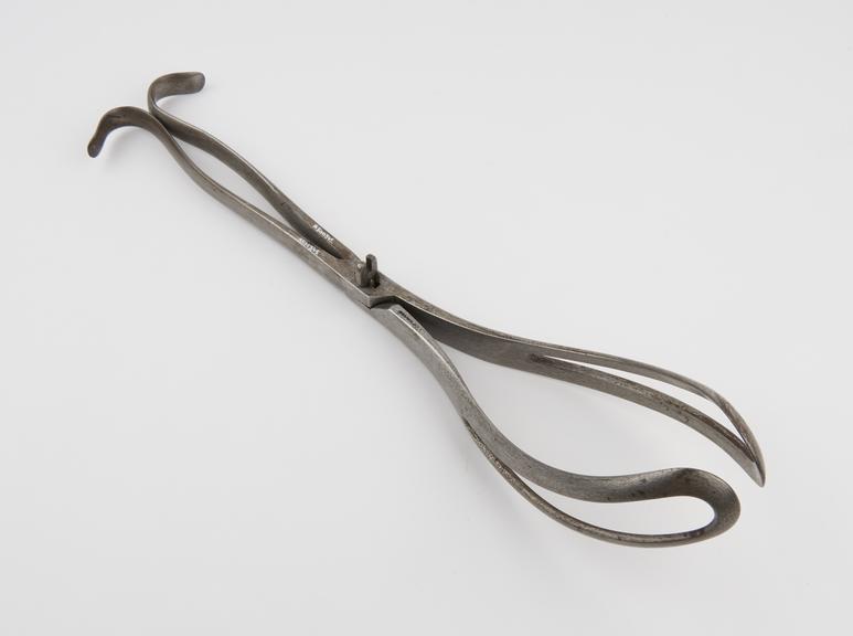 Forceps, obstetrical, steel, by a Brussels maker