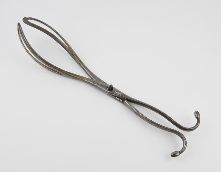 Forceps, obstetrical, possibly Levret's, steel