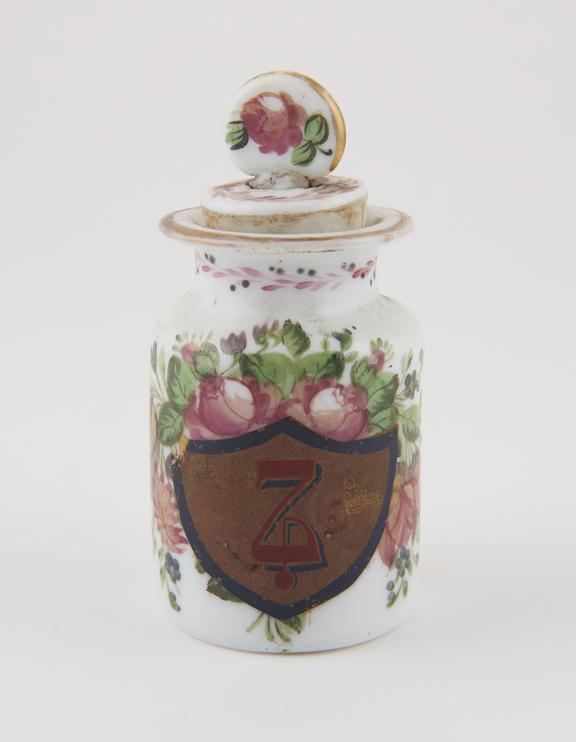 White glass shop round for hops, from Farmacia de Onate