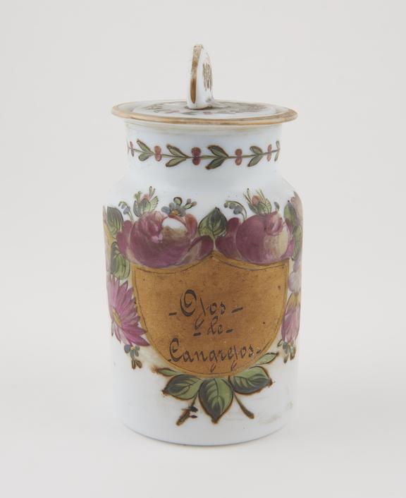Glass drug jar, cylindrical