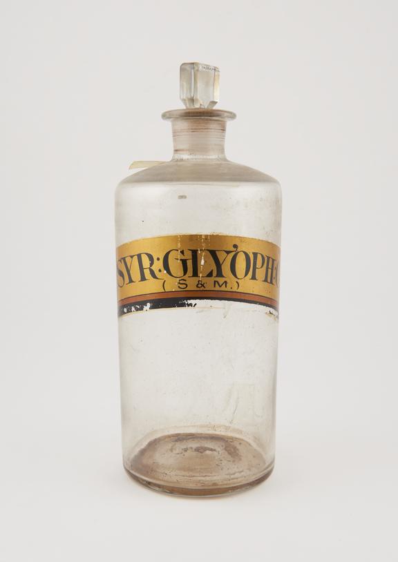 Bottle, clear glass, trace contents