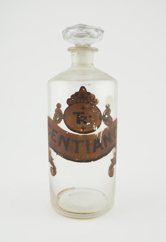 Bottle, clear glass, trace contents