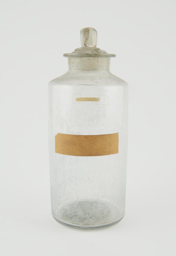 Bottle, clear glass, empty, English, late 19th century