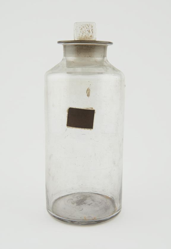 Bottle, clear glass, empty, English, late 19th century