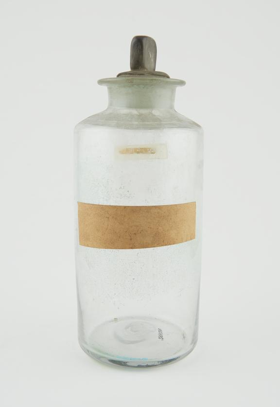 Bottle, clear glass, empty, English, late 19th century