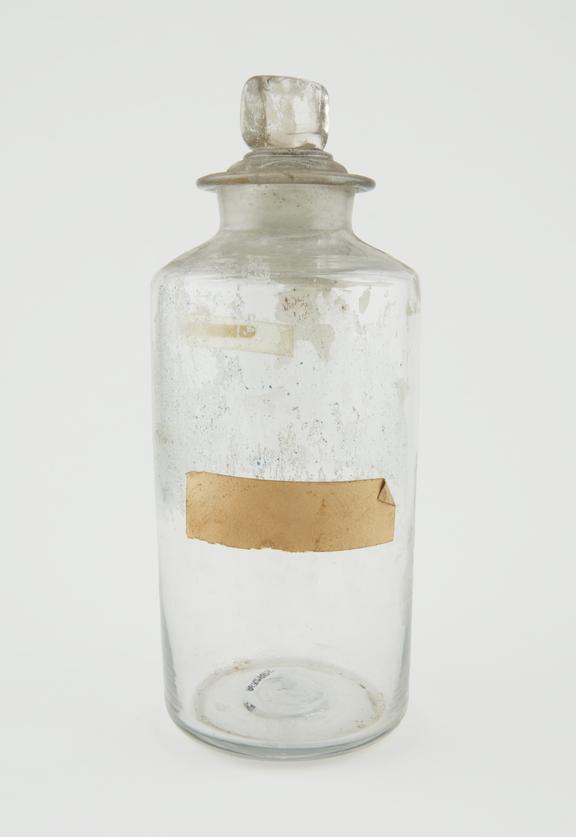 Bottle, clear glass, empty, English, late 19th century