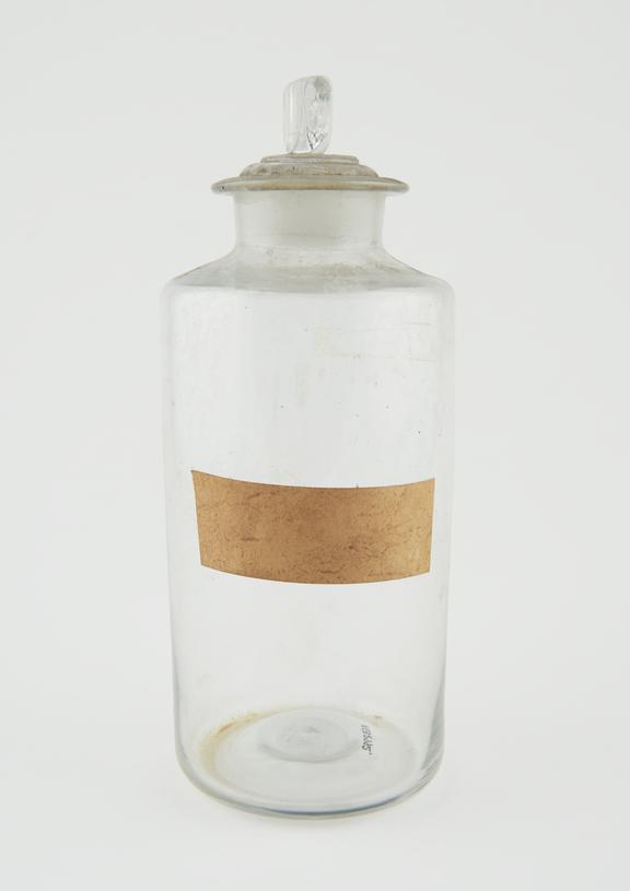 bottle, clear glass, empty, English, late 19th century