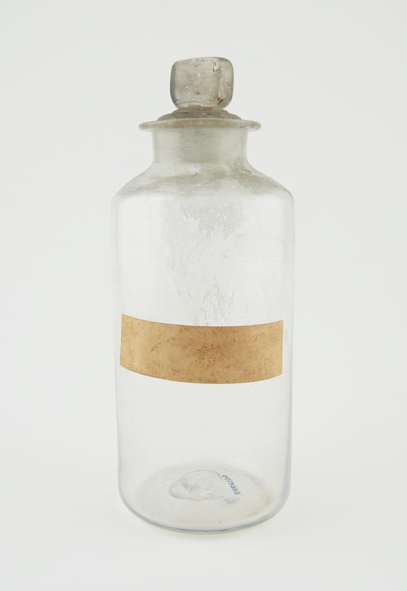 Bottle, clear glass, empty, English, late 19th century